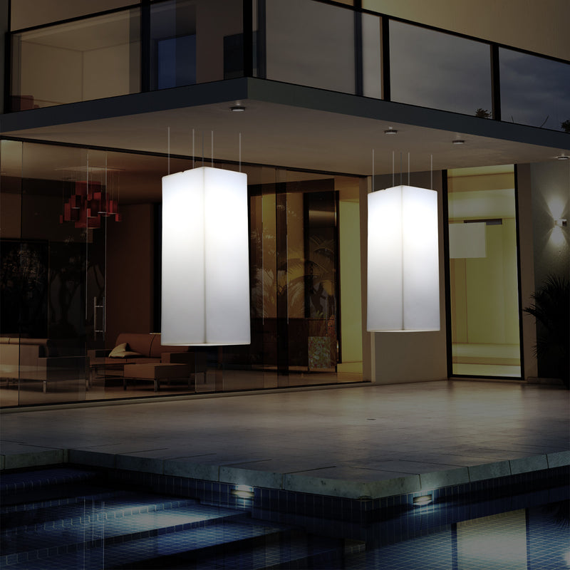 Netzbetriebene Veranda Leuchte Außen Deckenleuchte, 110 x 30 cm LED Säule Pendelleuchte, RGB Licht