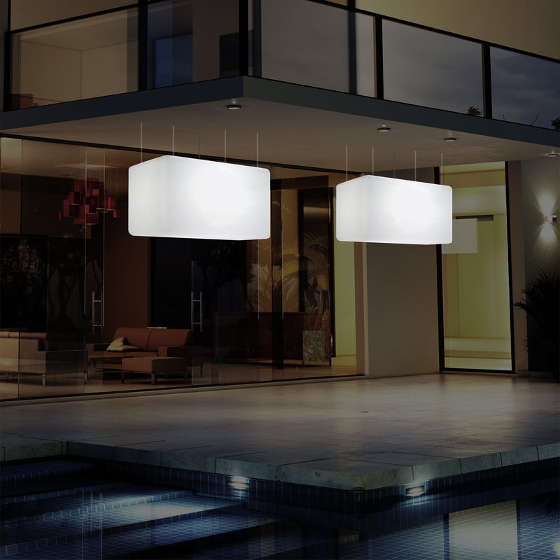 Netzbetriebene Garten Pendelleuchte für Außenbereich 55 x 35 cm lineare LED Insel Hängelampe, RGB