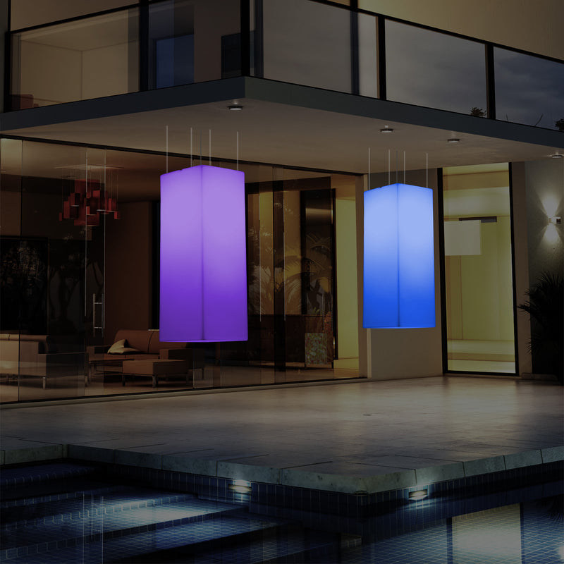 Garten Veranda Terrasse LED Hängelampe netzbetriebene 80 x 30 cm rechteckige Pendelleuchte RGB Licht