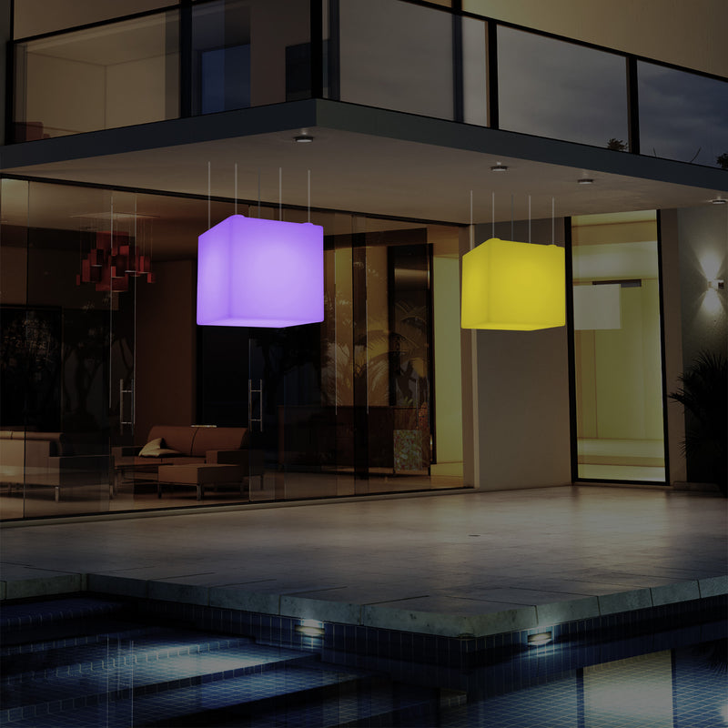 Netzbetriebene Terrassen Deckenlampe Außenbereich 50 cm LED Würfel Hängeleuchte, 5V Niederspannung