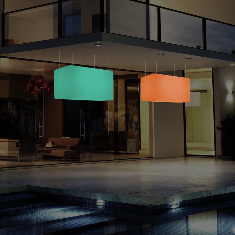 Netzbetriebene Garten Pendelleuchte für Außenbereich 55 x 35 cm lineare LED Insel Hängelampe, RGB