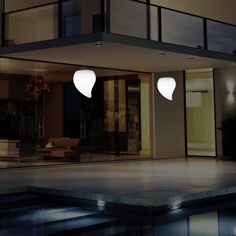 Balkon LED Pendelleuchte für Außenbereich, Netzbetrieb, 20 cm, mehrfarbig, Tropfen Form Hängeleuchte