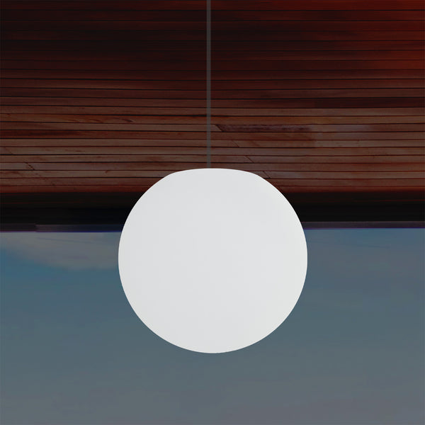 Garten Veranda LED Pendelleuchte, netzbetriebene 20 cm Kugel Hängeleuchte, RGB Lampe Ball