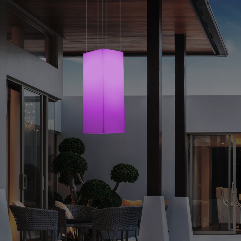 Netzbetriebene Veranda Leuchte Außen Deckenleuchte, 110 x 30 cm LED Säule Pendelleuchte, RGB Licht