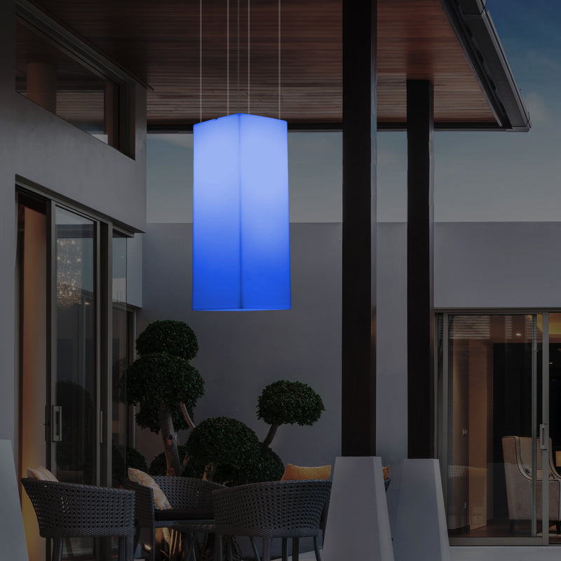 Garten Veranda Terrasse LED Hängelampe netzbetriebene 80 x 30 cm rechteckige Pendelleuchte RGB Licht