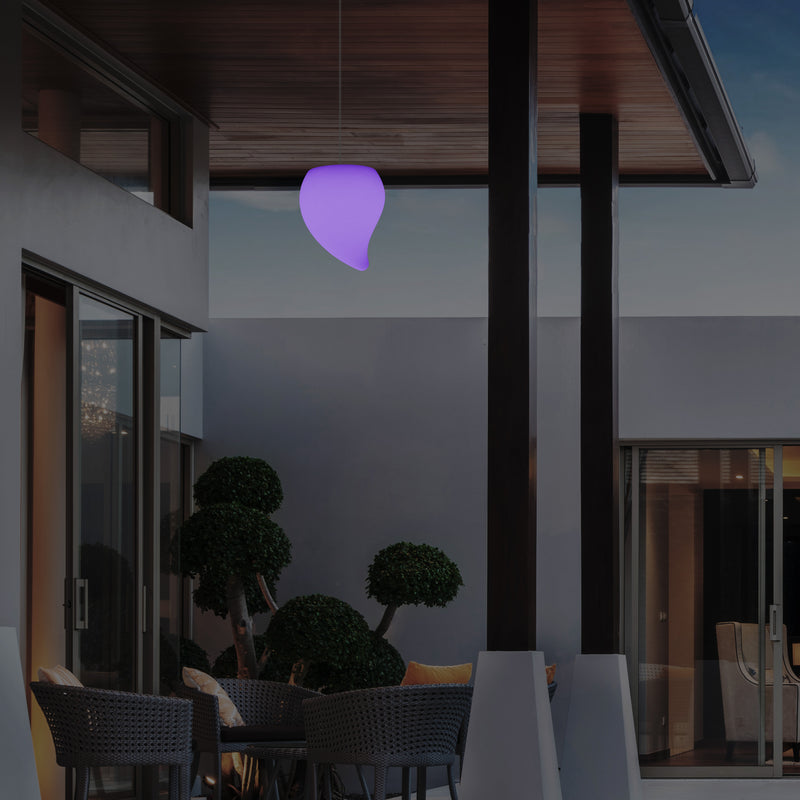 Balkon LED Pendelleuchte für Außenbereich, Netzbetrieb, 20 cm, mehrfarbig, Tropfen Form Hängeleuchte