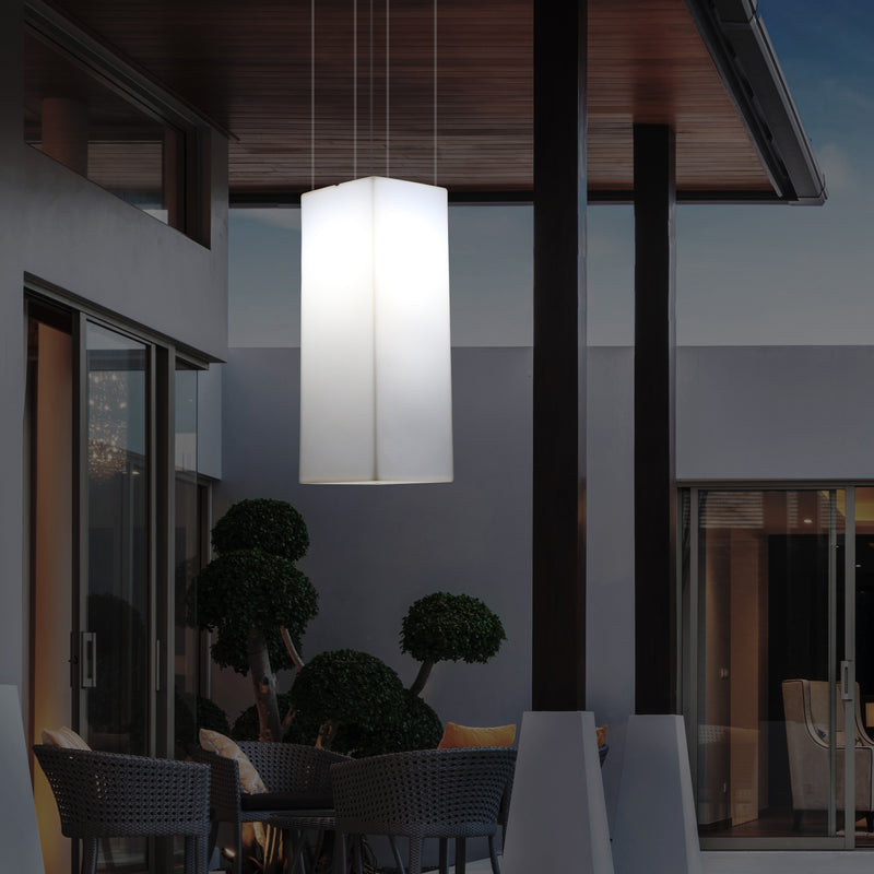 Garten Veranda Terrasse LED Hängelampe netzbetriebene 80 x 30 cm rechteckige Pendelleuchte RGB Licht