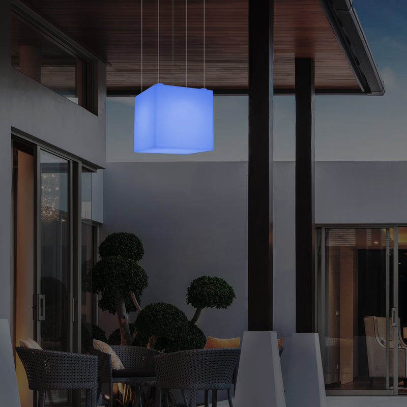 Netzbetriebene Terrassen Deckenlampe Außenbereich 50 cm LED Würfel Hängeleuchte, 5V Niederspannung