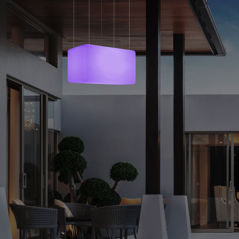 Netzbetriebene Garten Pendelleuchte für Außenbereich 55 x 35 cm lineare LED Insel Hängelampe, RGB