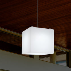 Netzbetriebene Garten Terrassen Hängeleuchte, 20 cm LED Würfel Deckenlampe mit RGB Farbwechsel