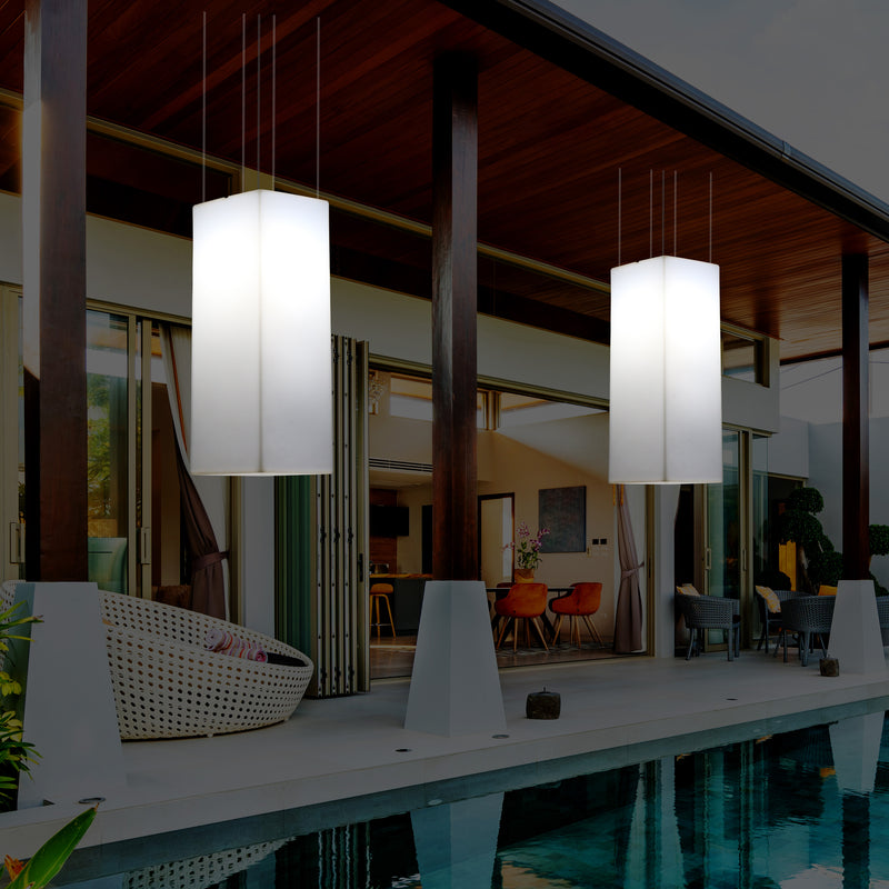 Netzbetriebene Veranda Leuchte Außen Deckenleuchte, 110 x 30 cm LED Säule Pendelleuchte, RGB Licht