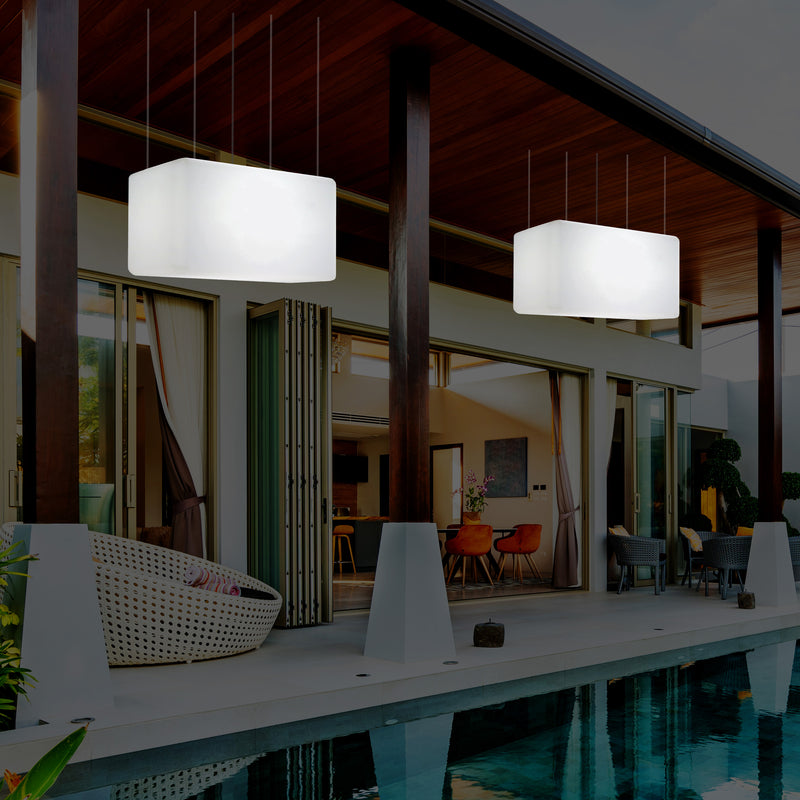 Netzbetriebene Garten Pendelleuchte für Außenbereich 55 x 35 cm lineare LED Insel Hängelampe, RGB