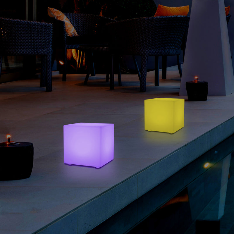 LED Tischlampe Outdoor Garten Terrasse, netzbetriebene RGB Würfelleuchte, 5V Niederspannung, 15 cm