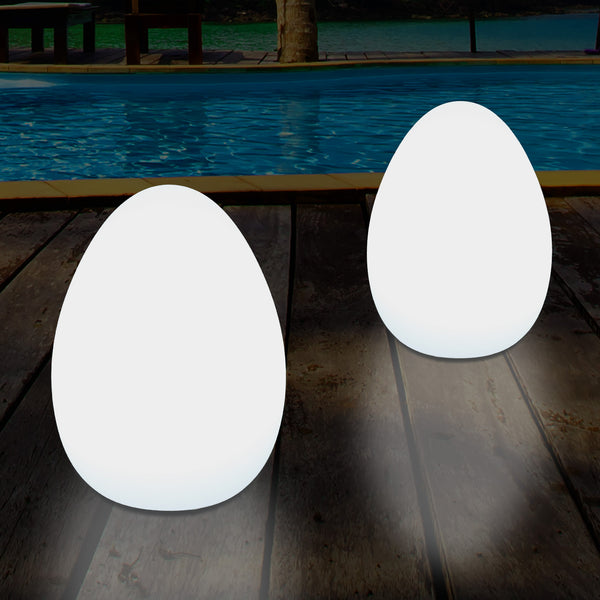 LED Ei Tischlampe für den Garten, 37 cm netzbetriebene Outdoor Terrassenleuchte mit RGB Farbwechsel