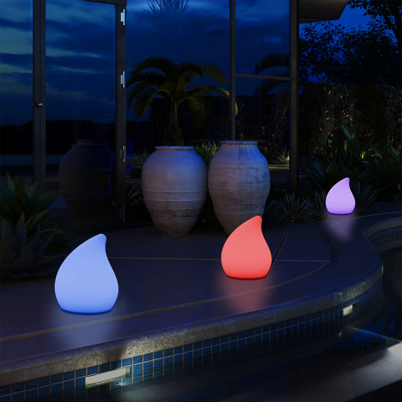 Designer Garten Terrassen Tischlampe, netzbetriebene Leuchte mit Farbwechsel 20 cm Stimmungslicht