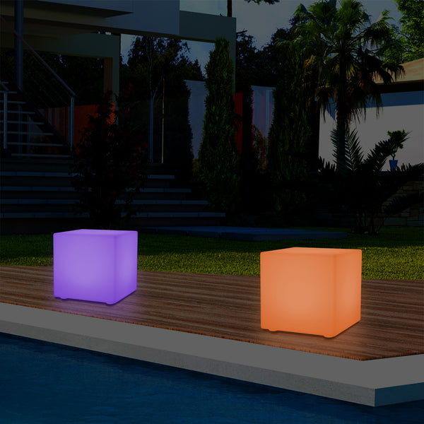 LED Tischlampe Outdoor Garten Terrasse, netzbetriebene RGB Würfelleuchte, 5V Niederspannung, 15 cm