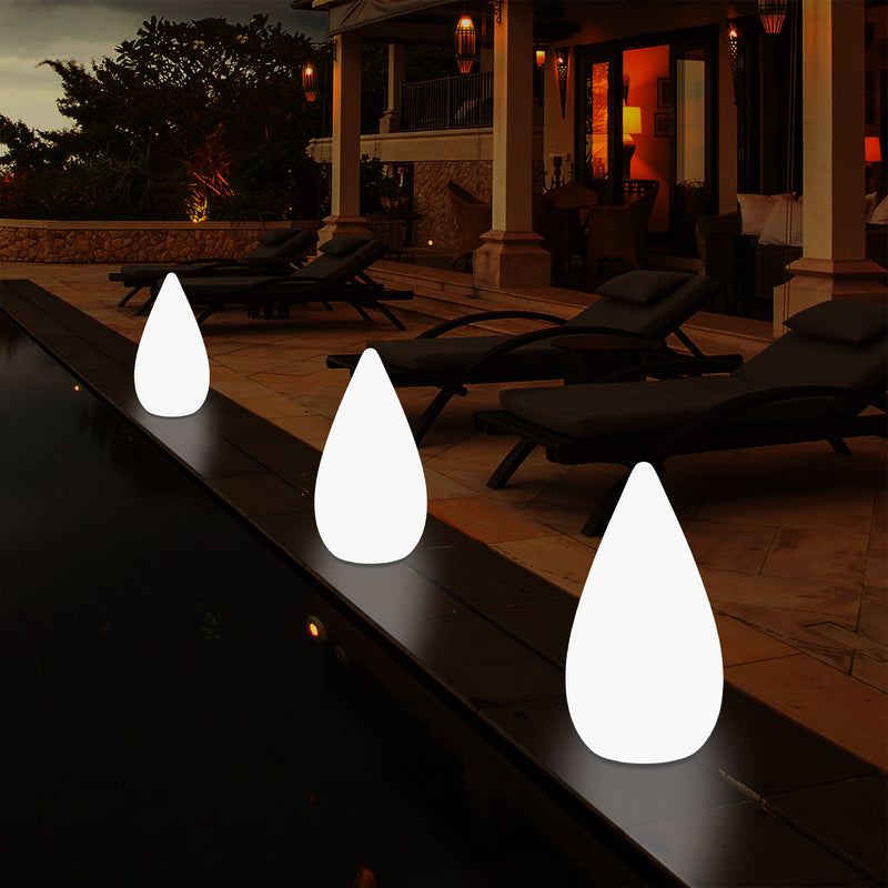 37 cm LED Garten Terrassen Lampe Wassertropfen Außenbereich Designer Tisch Stehleuchte mehrfarbig