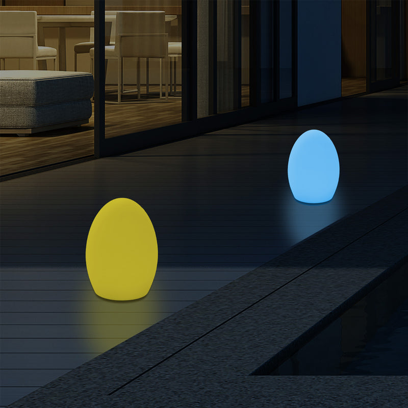 LED Ei Tischlampe für den Garten, draußen, 19 cm klein, netzbetriebene Terrassenleuchte, mehrfarbig