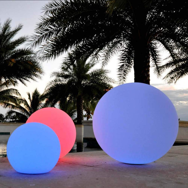 Große 60 cm LED RGB Kugelleuchte mit Akku, Bodenleuchte Multicolor Außen Deko