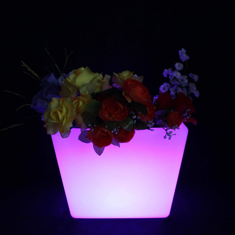 LED Blumentopf Blumenvase Garten Außen, 27cm Tischlampe mit Akku, Farbwechsel