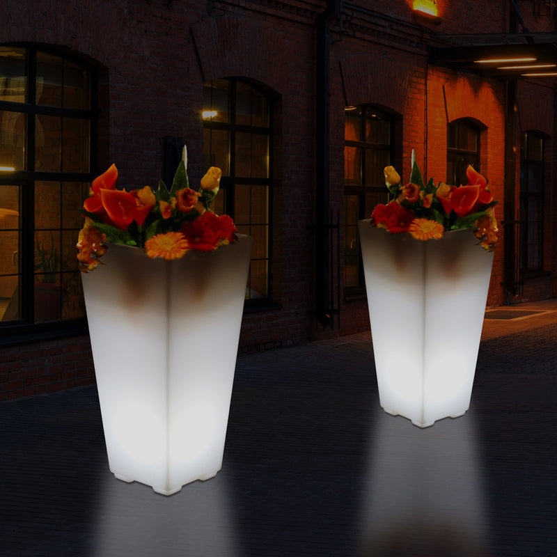 LED Blumenvase Blumentopf, 75cm hoch Große Boden Stehvase, Garten Stehlampe für Pflanze
