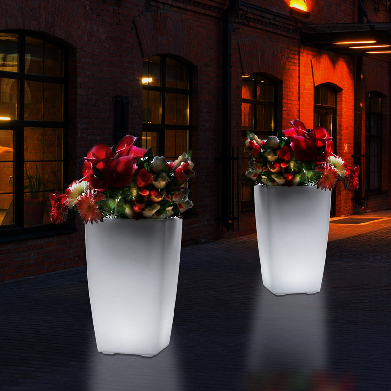Outdoor Garten Terrasse LED Bodenvase 50 cm hohe Blumenvase, Pflanztopf, Pflanzentrog, netzbetrieben
