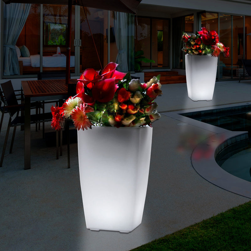 Outdoor Garten Terrasse LED Bodenvase 50 cm hohe Blumenvase, Pflanztopf, Pflanzentrog, netzbetrieben
