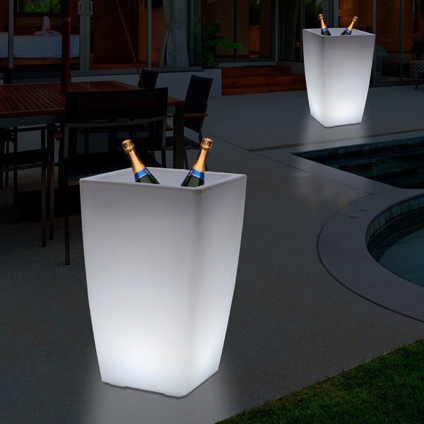 50 cm bodenstehender LED Champagner Wein Flaschen Eis Kühler, Eimer, Outdoor Garten Ständer Kübel