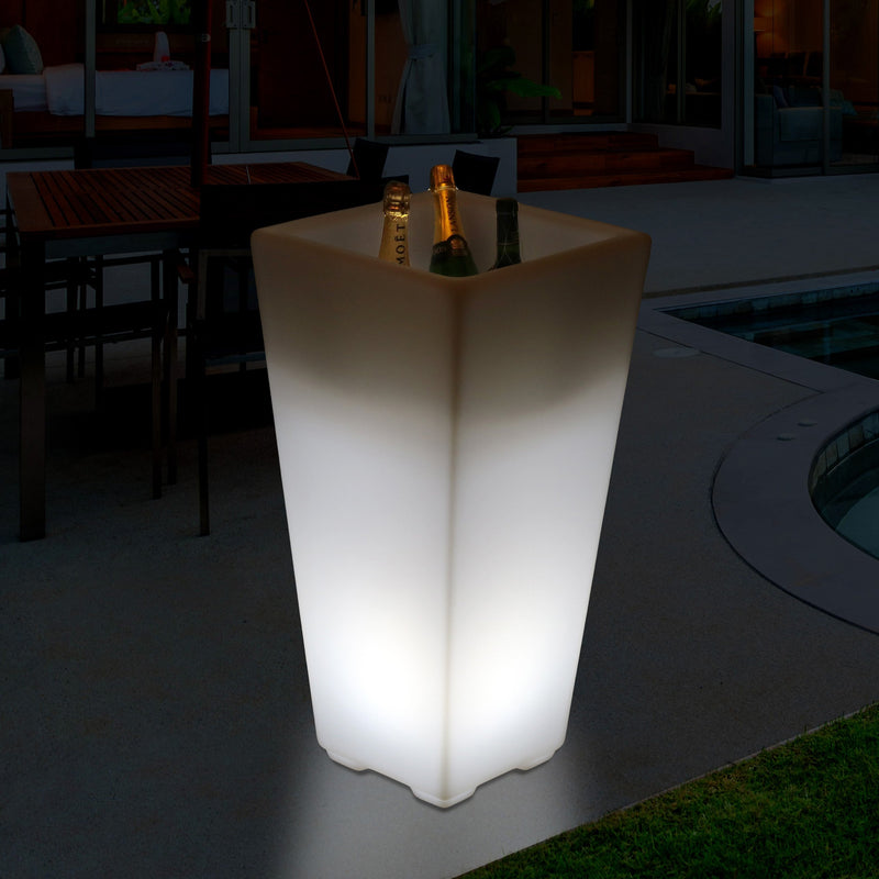 Outdoor LED Wein Champagner Kühler für im Freien, Garten, netzbetriebener Leucht Eiskübel, 75 cm