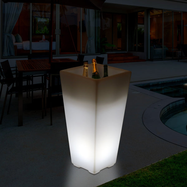 75 cm LED Ständer Weinkübel Champagner Kühler, beleuchteter Garten Outdoor Getränke Eis Behälter