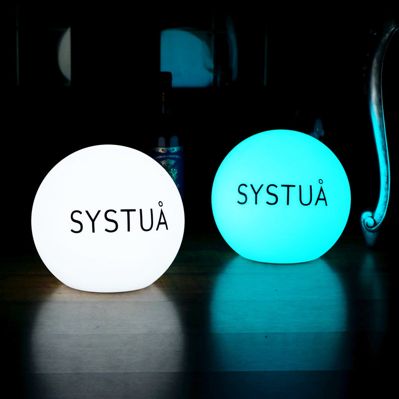 Personalisierte LED Leuchtkugel, Tischmitte, Tischlampe Leuchtkasten mit Logo-Hintergrundbeleuchtung